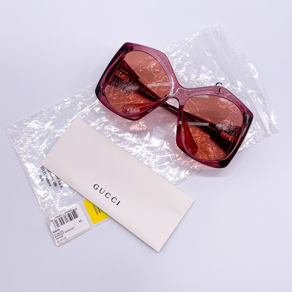 NEW GUCCI GG0875S 003 OVERSIZED PINK WOMEN SUNGLASSES GUCCI - Picture 15 of 16